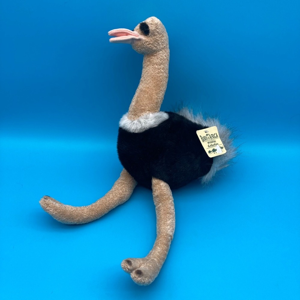 Born In Africa Wildlife Collection Ostrich Plush Stuffed Animal Vintage 18" EUC